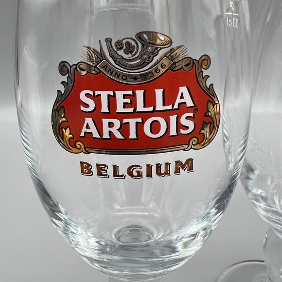 Stella Artois Chalice Beer Glasses Gold Rim 33cl  Set of 3 Barware Man Cave EUC - Picture 5 of 10